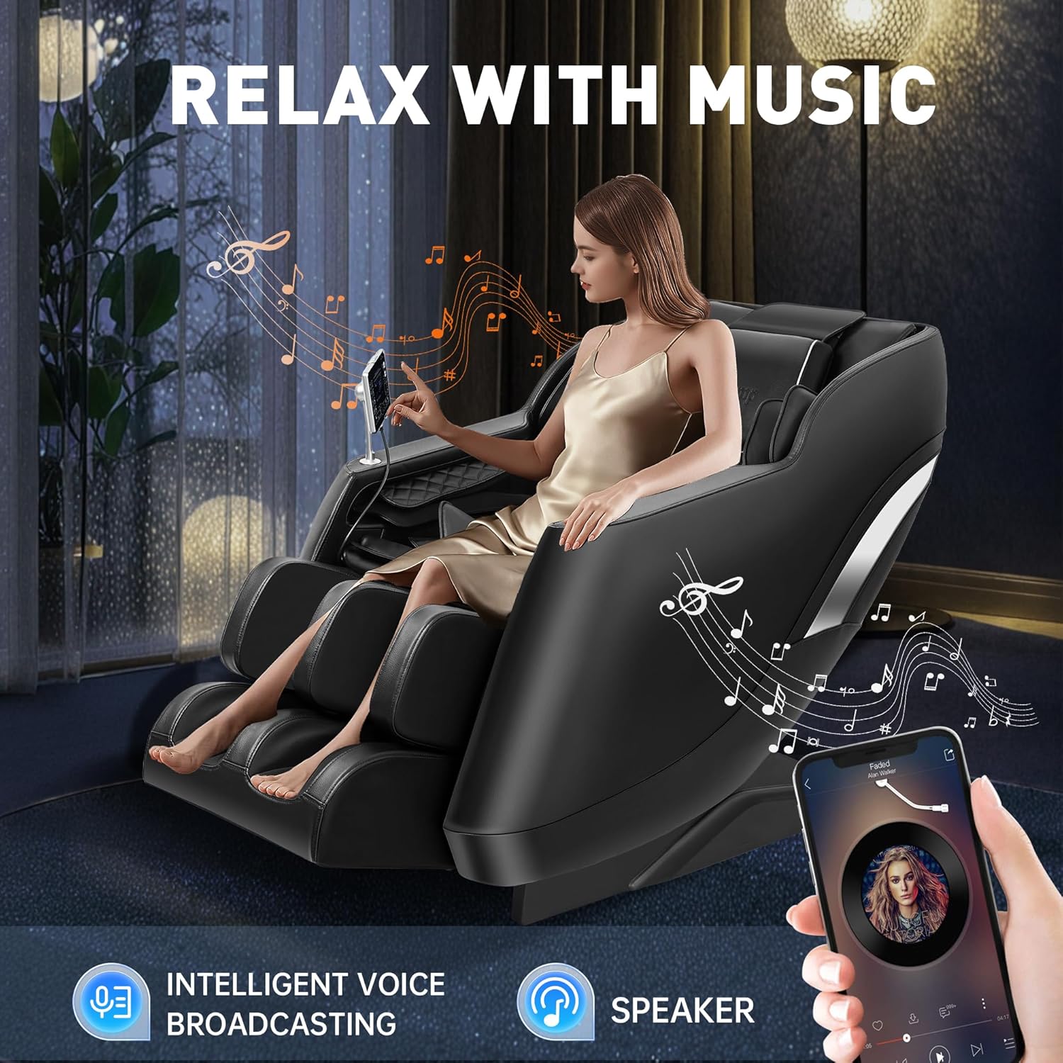 Massage Chair Full Body: with Zero Gravity, 8-Point Nodes, Waist & Leg Heat, Airbag Compression, Foot Rollers, Auto Massage Programs, Bluetooth Speakers, LED Remote, Adjustable Calf