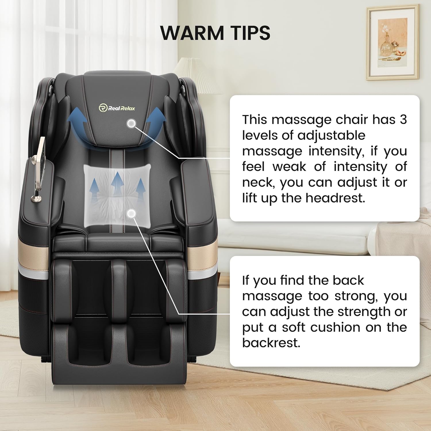 Real Relax Massage Chair, Full Body Zero Gravity Massage Recliner, with Auto Modes, Waist Heating, LCD, Bluetooth, Foot Massage, Black