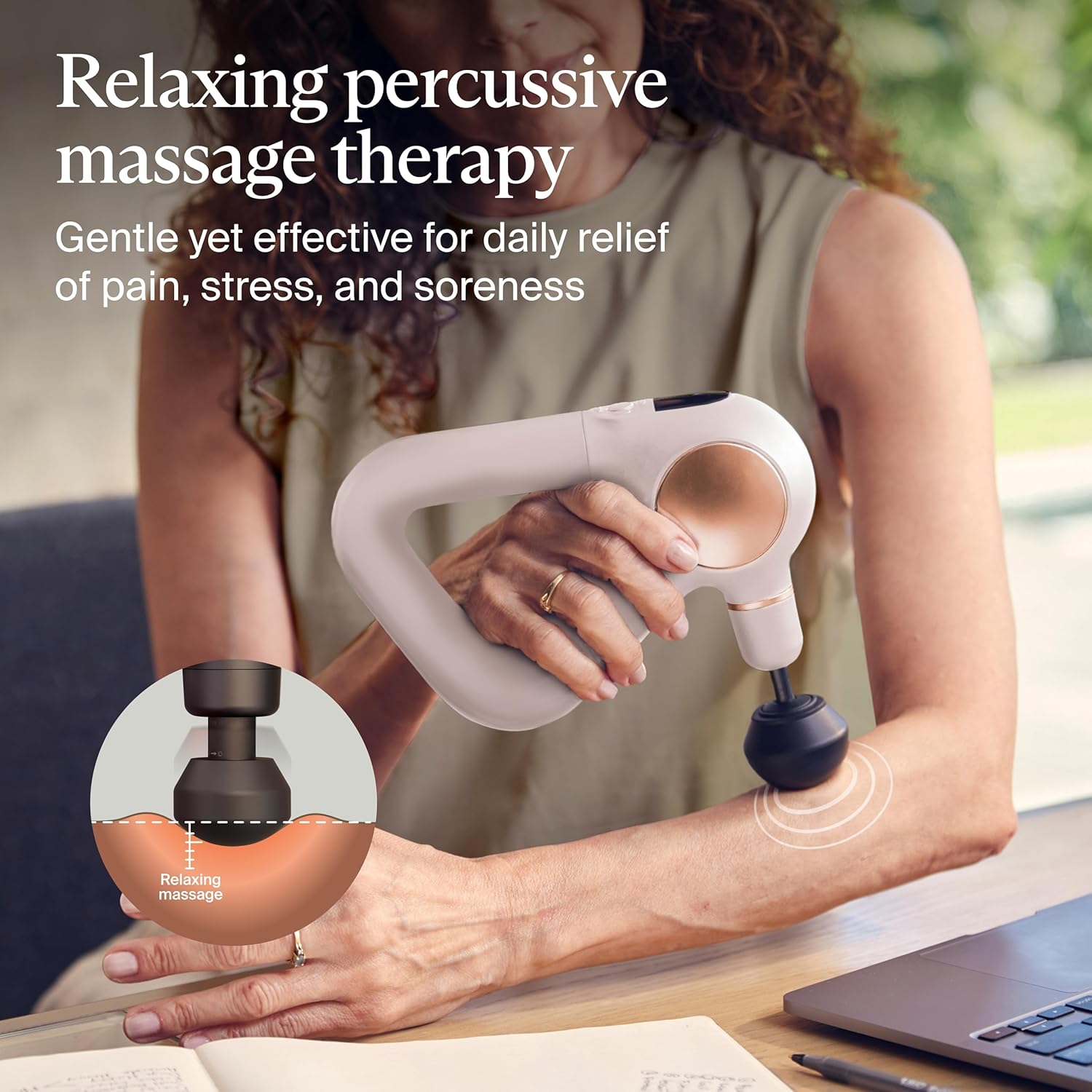 TheraGun Sense (1st Generation) by Therabody - Deep Tissue Massage Gun with Preloaded Routines for Stress Relief, Pain Relief & Muscle Soreness in Neck, Back, Leg, Knee, and Shoulder (White)