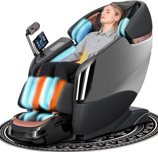 Massage Chair Full Body, 2025 Zero Gravity SL-Track Shiatsu Massage Chairs Recliner with AI Voice, LED Backlight Remote Control, Waist & Calf Heating, Phone Joystick and Holder, G6 Black