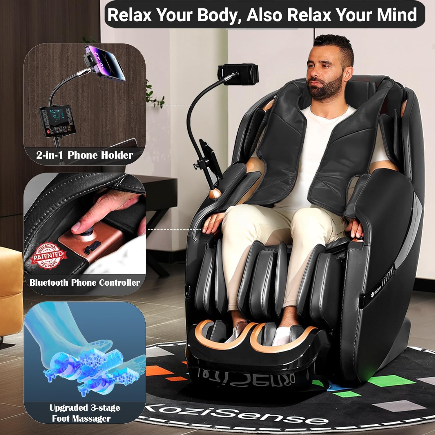 2025 Massage Chair Full Body, Zero Gravity SL-Track Shiatsu Massage Recliner Chair with Heat, 12 Auto Modes, Backlit Touchscreen and Calfrest Extension