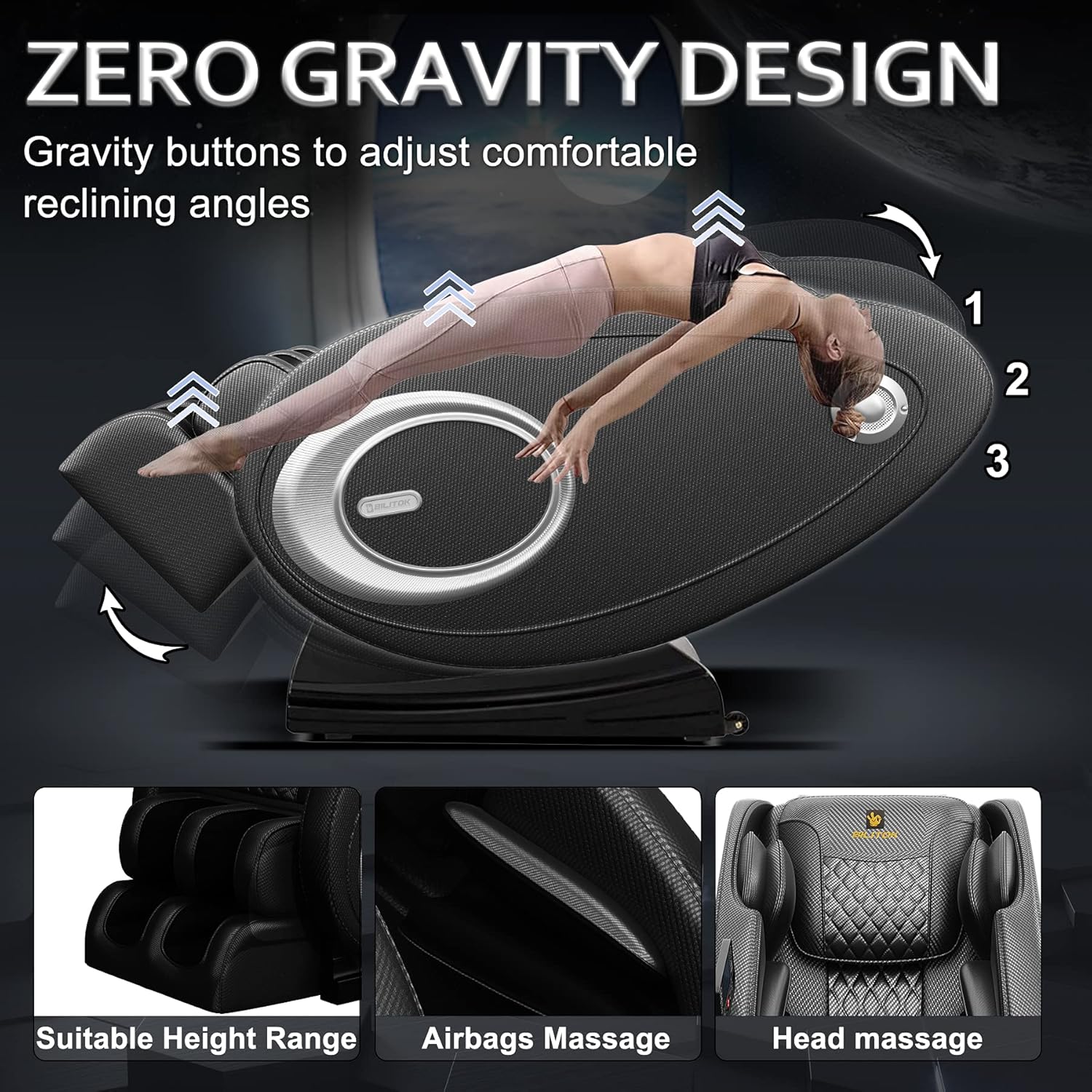 Massage Chair Full Body, Zero Gravity Massage Chair with 8 Fix Rollers, Foot Massage, Heating, Auto Modes, Full Body Airbag, Touch Screen Controller, Music Player, Home Massage for Back Fatigue