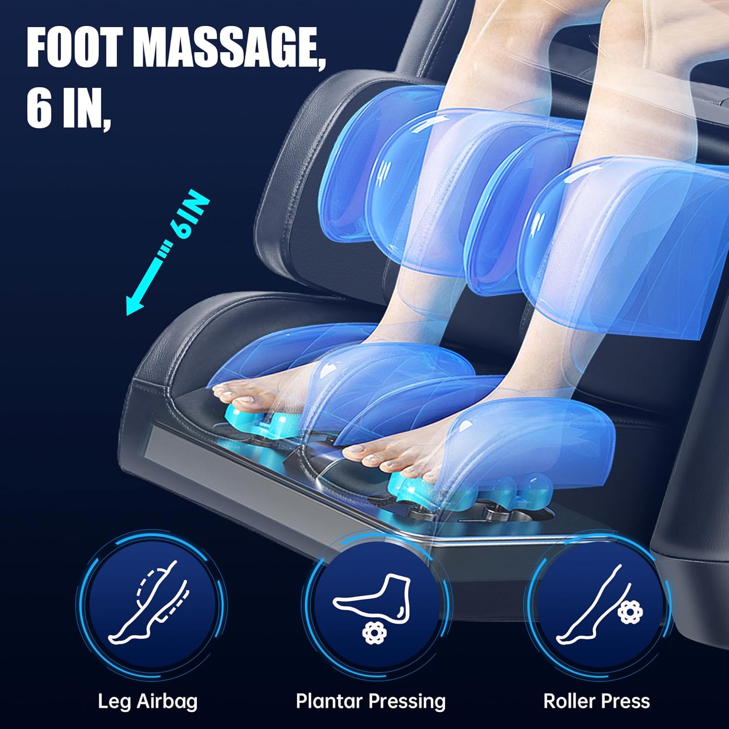 Massage Chair Full Body: with Zero Gravity, 8-Point Nodes, Waist & Leg Heat, Airbag Compression, Foot Rollers, Auto Massage Programs, Bluetooth Speakers, LED Remote, Adjustable Calf