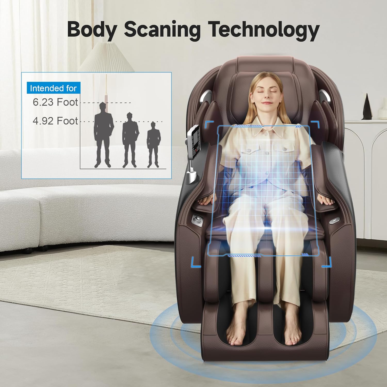 Real Relax 2025 Massage Chair Full Body,Zero Gravity 3D SL-Track Shiatsu Massage Recliner Chair with Heat Body Scan Bluetooth Foot Roller APP Control, Child Lock, Favor-06,Brown