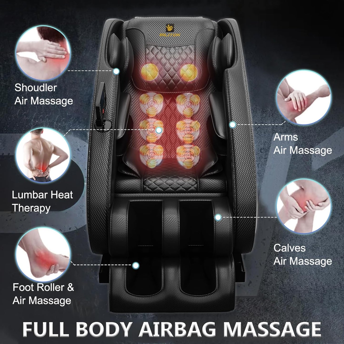 Massage Chair Full Body, Zero Gravity Massage Chair with 8 Fix Rollers, Foot Massage, Heating, Auto Modes, Full Body Airbag, Touch Screen Controller, Music Player, Home Massage for Back Fatigue