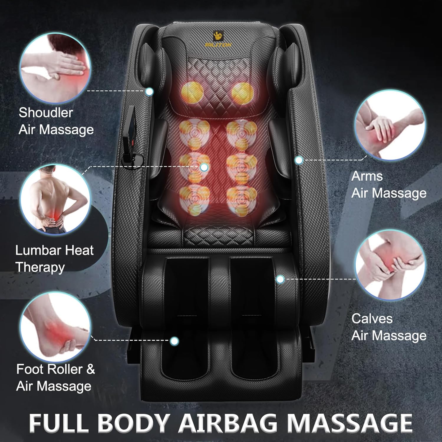 Massage Chair Full Body, Zero Gravity Massage Chair with 8 Fix Rollers, Foot Massage, Heating, Auto Modes, Full Body Airbag, Touch Screen Controller, Music Player, Home Massage for Back Fatigue